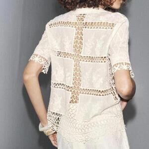 NWT Zara Crochet Button Up